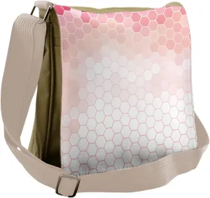Lunarable Pale Pink Messenger Bag, Hexagon Forms Beehive, Unisex Cross-body