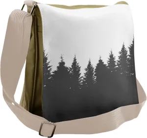 Lunarable Pine Tree Messenger Bag, Monochrome Silhouettes, Unisex Cross-body