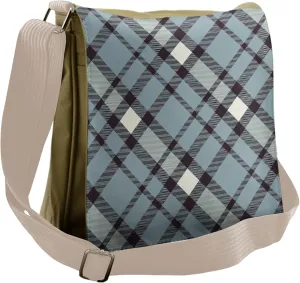 Lunarable Plaid Messenger Bag, Vintage Symmetrical Pattern, Unisex Cross-body