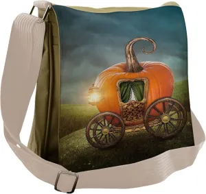 Lunarable Pumpkin Messenger Bag, Mythical Pumpkin Carriage, Unisex Cross-body