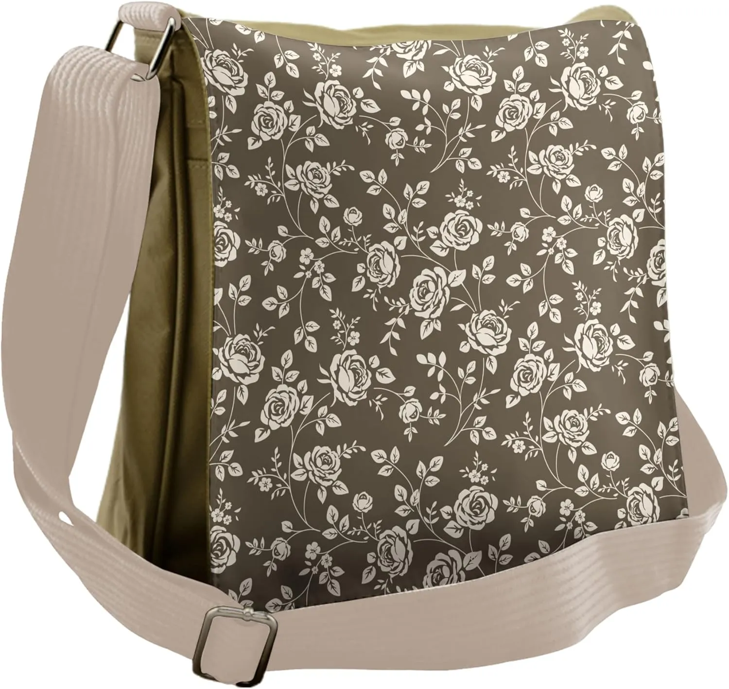 Lunarable Rose Messenger Bag, Branching Twigs Ornamental, Unisex Cross-body