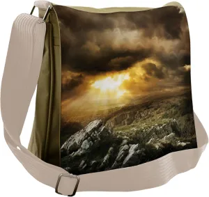 Lunarable Rustic Messenger Bag, Dramatic Clouds Wilderness, Unisex Cross-body