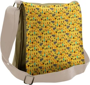 Lunarable Savannah Messenger Bag, Life and Culture Pattern, Unisex Cross-body