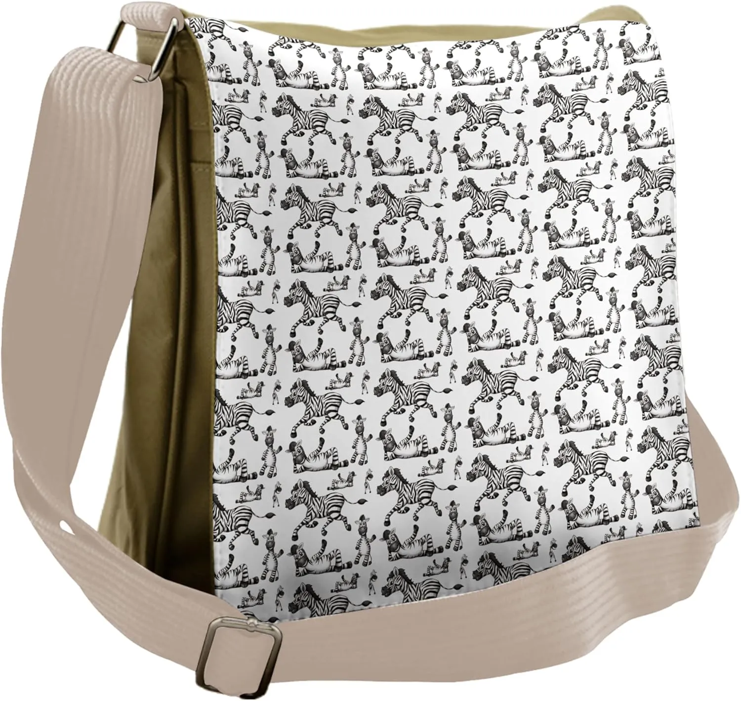 Lunarable Savannah Messenger Bag, Monochrome Zebra Positions, Unisex Cross-body