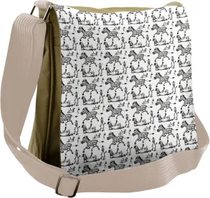 Lunarable Savannah Messenger Bag, Monochrome Zebra Positions, Unisex Cross-body
