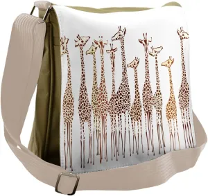 Lunarable Savannah Messenger Bag, Tropical Giraffes Wild, Unisex Cross-body