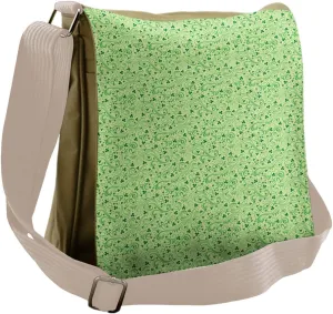 Lunarable Shamrock Messenger Bag, Swirls and Leaves Fortune, Unisex Cross-body