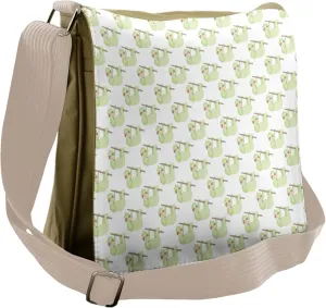 Lunarable Sloth Messenger Bag, Animal Drinking Orange Juice, Unisex Cross-body