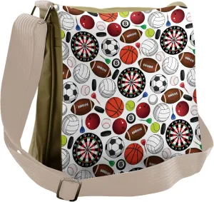 Lunarable Sports Messenger Bag, Billiards Balls Hockey Pucks, Unisex Cross-body