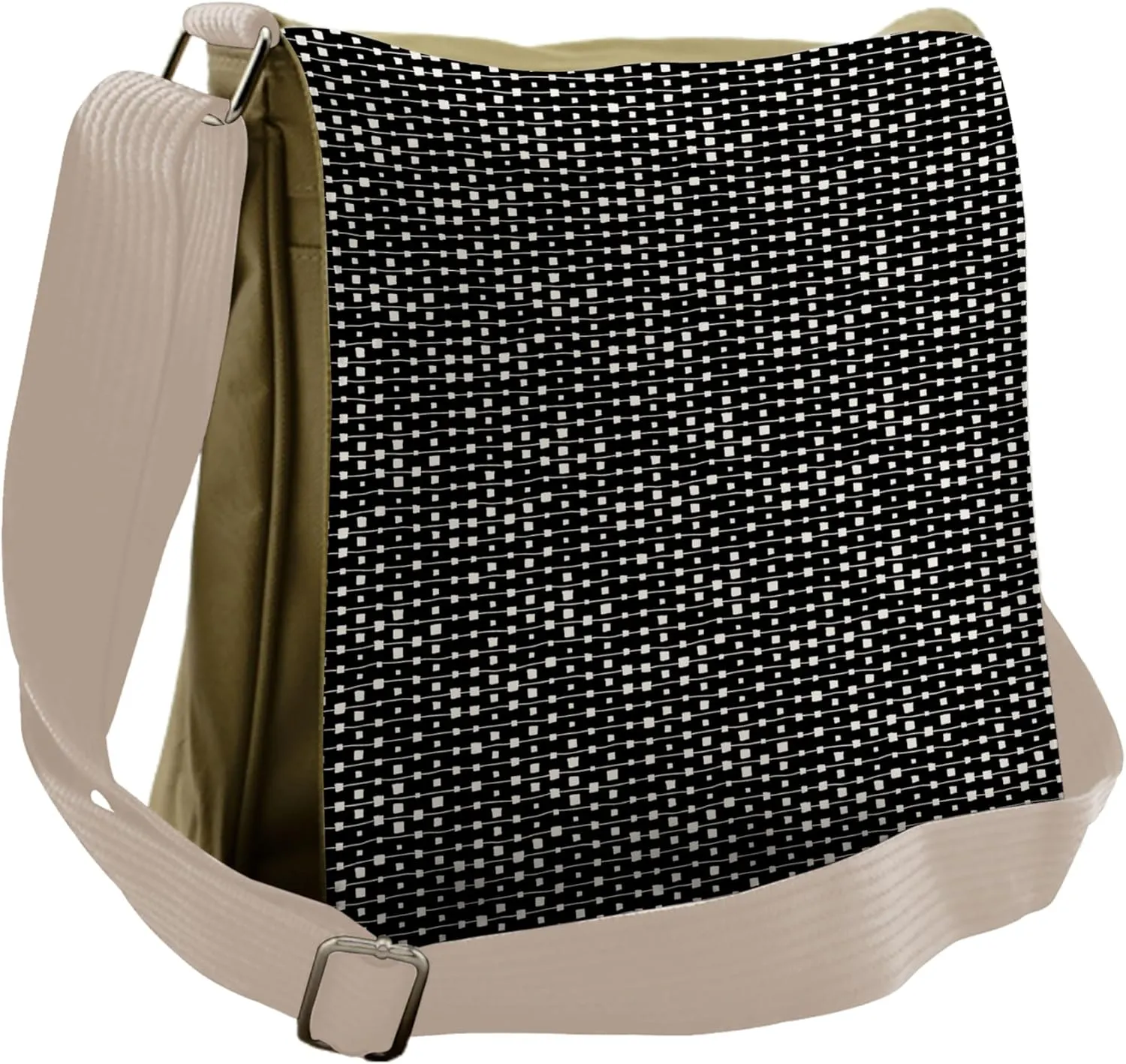 Lunarable Squares Messenger Bag, Uneven Formed Line, Unisex Cross-body