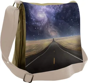 Lunarable Surrealistic Messenger Bag, Highway to Milky Way, Unisex Cross-body