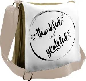 Lunarable Thanksgiving Messenger Bag, Thankful and Grateful, Unisex Cross-body
