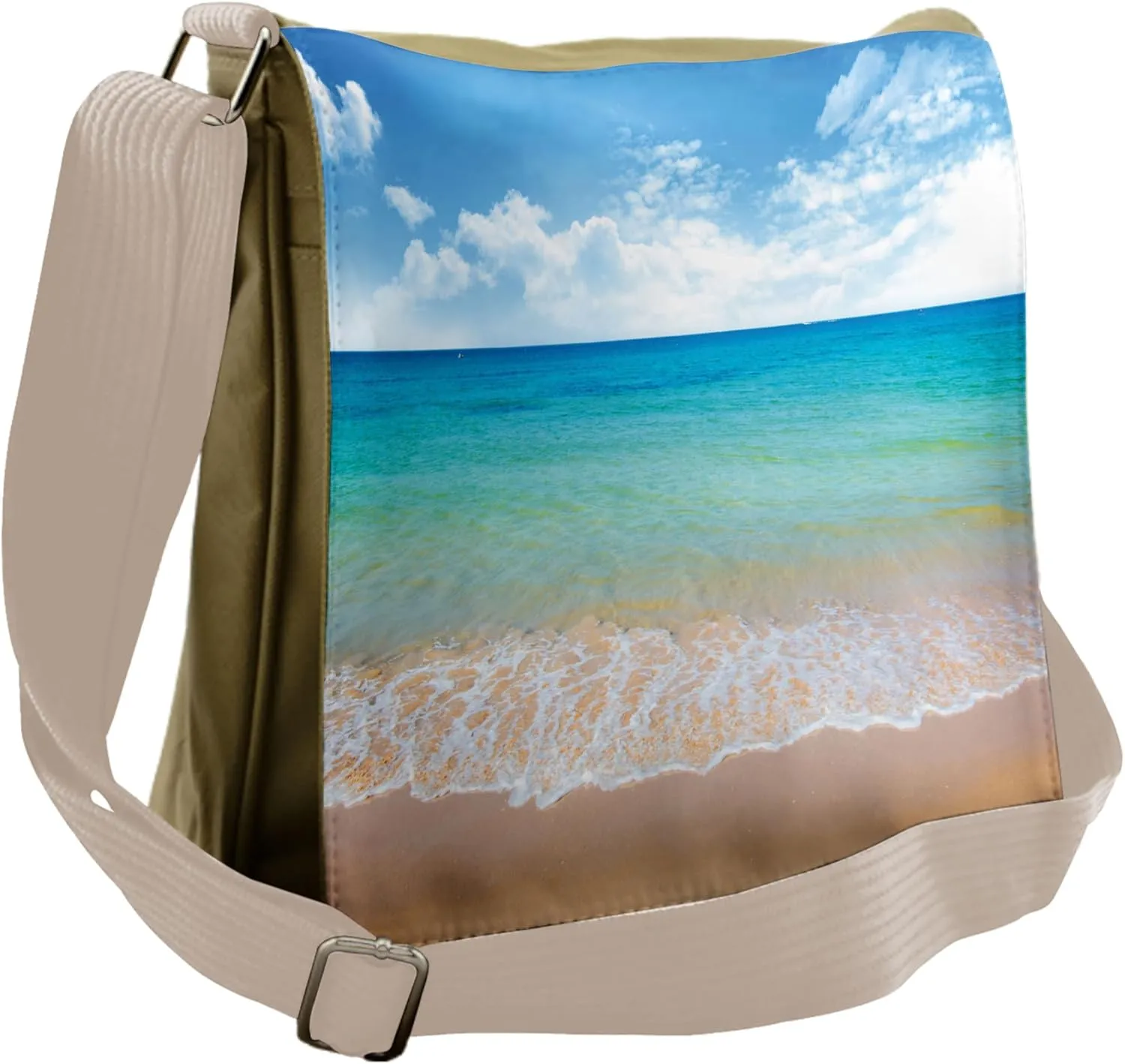 Lunarable Tropical Messenger Bag, Summer Season Scenic View, Unisex Cross-body