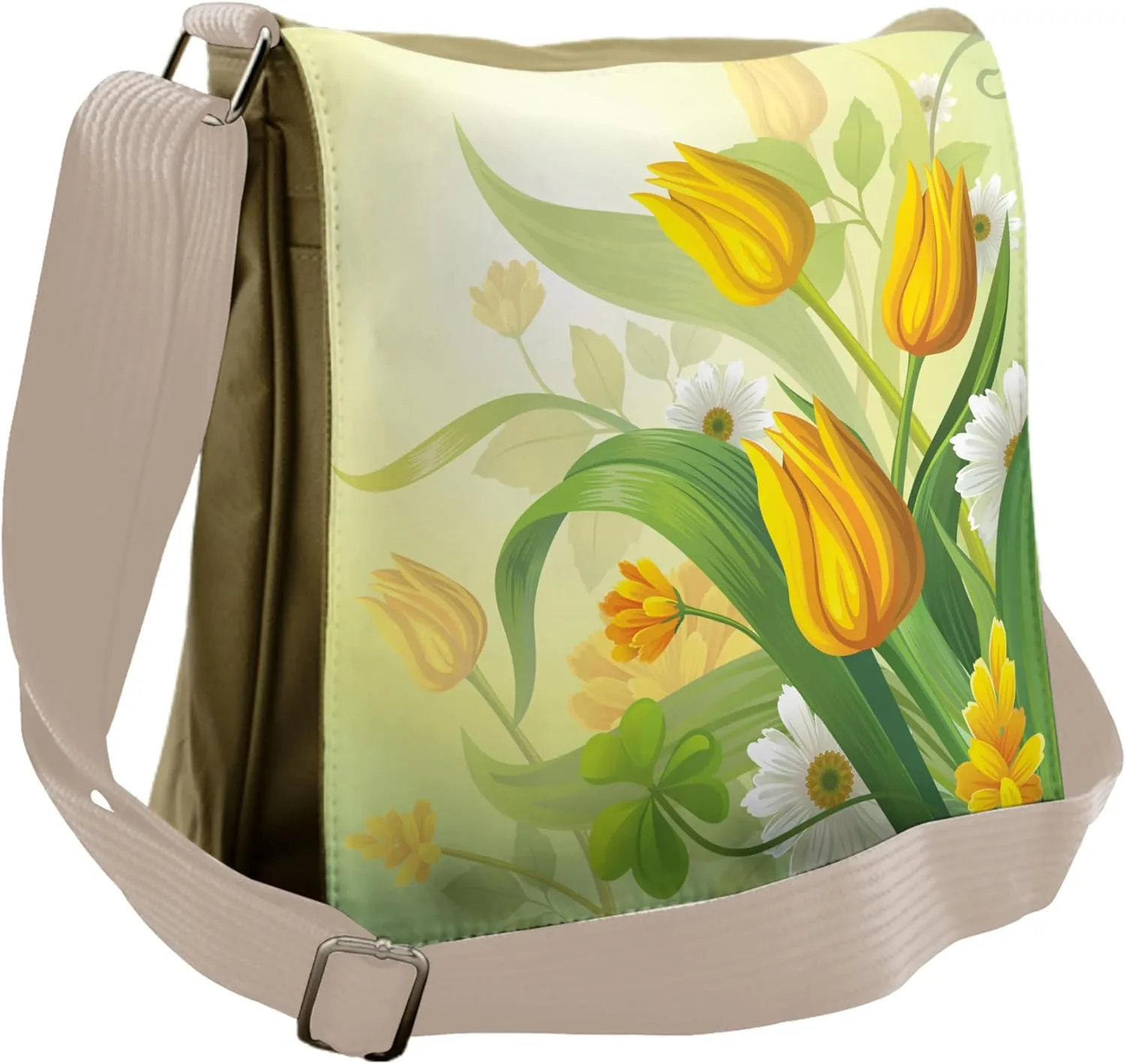 Lunarable Tulip Messenger Bag, Chamomiles Bouquet Botany, Unisex Cross-body