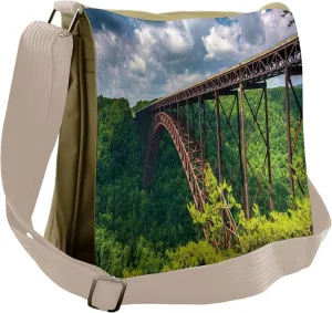 Lunarable USA Messenger Bag, Canyon Rim Visitor Center Photo, Unisex Cross-body