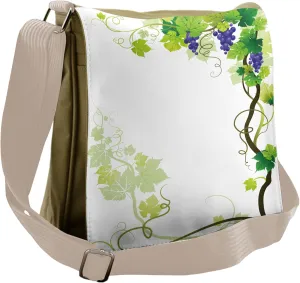 Lunarable Vineyard Messenger Bag, Grapes Plant Framework, Unisex Cross-body
