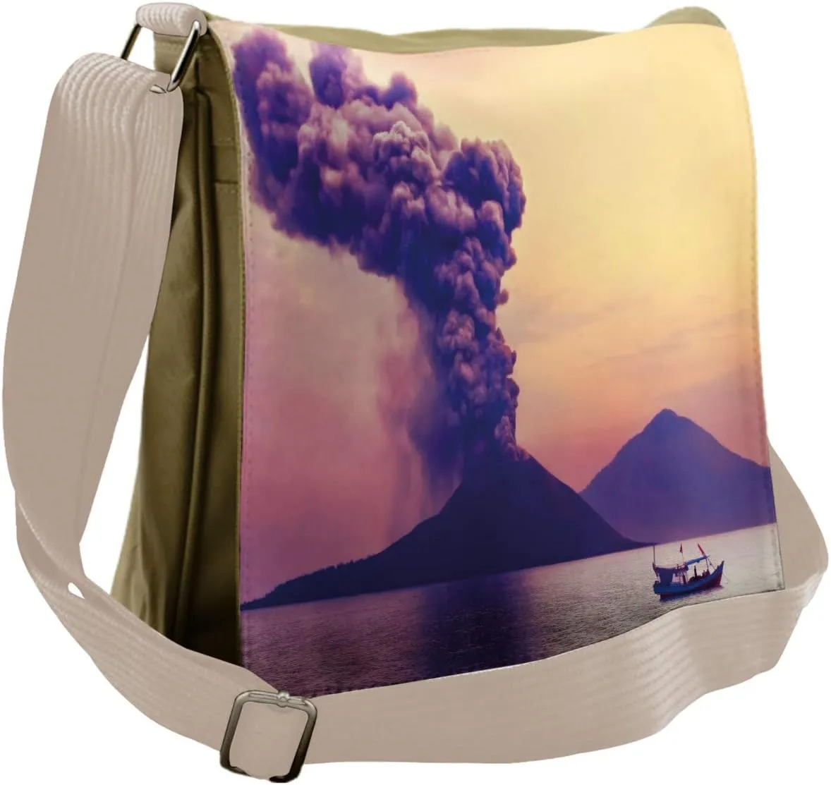 Lunarable Volcano Messenger Bag, Anak Krakatau Indonesia, Unisex Cross-body