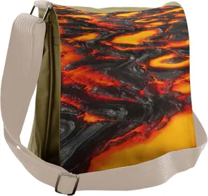 Lunarable Volcano Messenger Bag, Hot Flowing Magma Lava, Unisex Cross-body