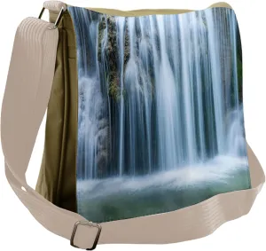 Lunarable Waterfall Messenger Bag, Cascade in Rainforest, Unisex Cross-body