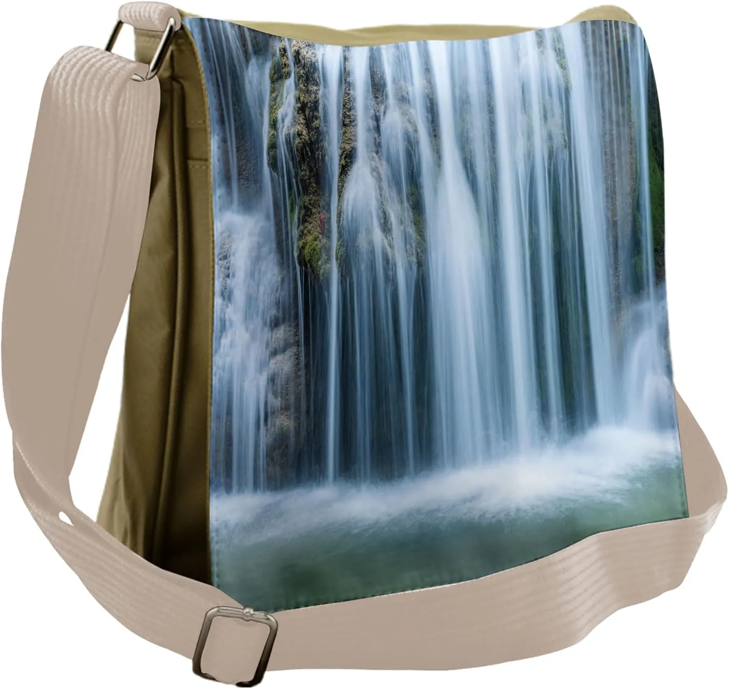 Lunarable Waterfall Messenger Bag, Cascade in Rainforest, Unisex Cross-body