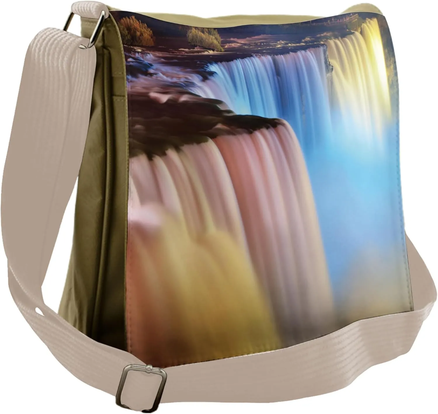 Lunarable Waterfall Messenger Bag, Colorful Cascade Stream, Unisex Cross-body