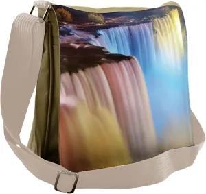 Lunarable Waterfall Messenger Bag, Colorful Cascade Stream, Unisex Cross-body