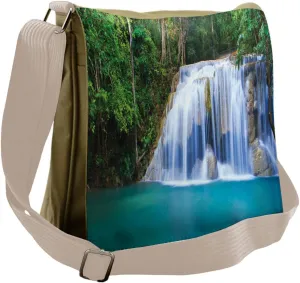 Lunarable Waterfall Messenger Bag, Hidden Pool Rocky Brook, Unisex Cross-body
