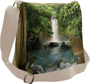 Lunarable Waterfall Messenger Bag, Majestic Cascade River, Unisex Cross-body