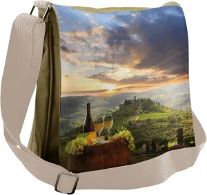 Lunarable Winery Messenger Bag, Sunrise Cloud Tuscany Autumn, Unisex Cross-body