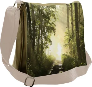 Lunarable Woodland Messenger Bag, Maple Trees and Puddles, Unisex Cross-body