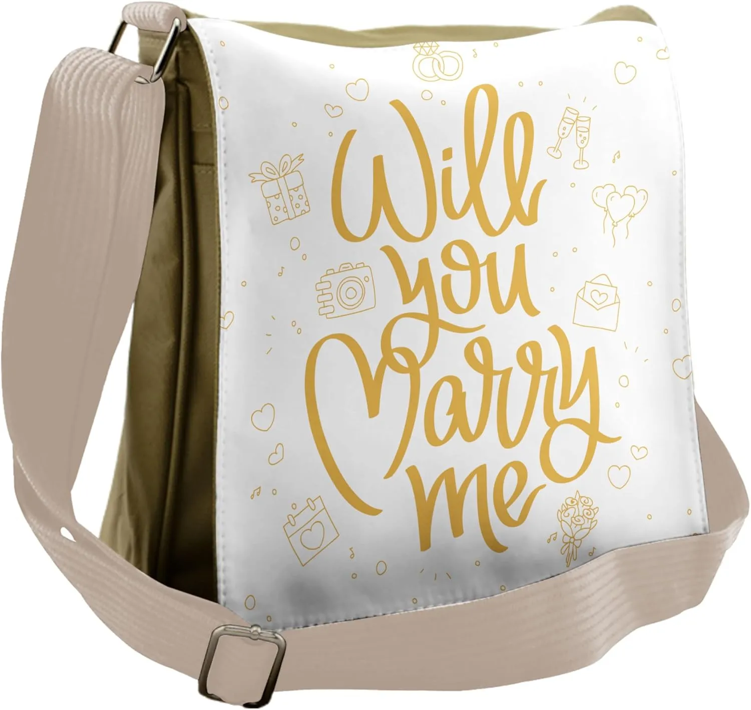 Lunarable You and Me Messenger Bag, Proposal Doodle, Unisex Cross-body