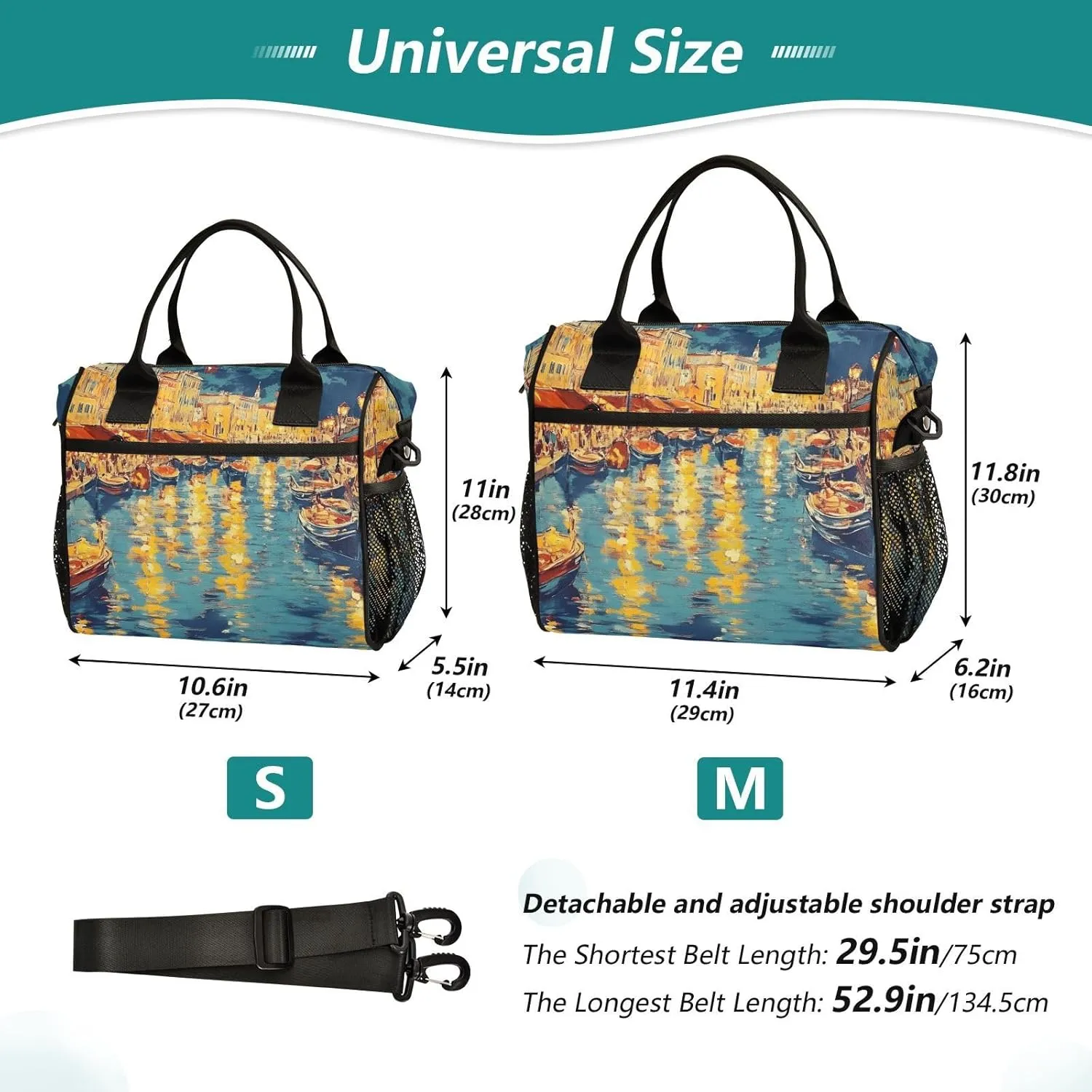 Lunch Bag Marseille Boats Landscape Lunch Box for Women Men Reusable Lunch Tote Shoulder Bag Leakproof Thermal Insulated Lunch Containers for Work Picnic Travel