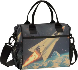 Lunch Bag Supersonic Jets Soar Across Space Women Men Adult Reusable Leakproof Large Spacious Cooler Tote Insulated Lunch Box for Work Office Travel Picnic, Medium