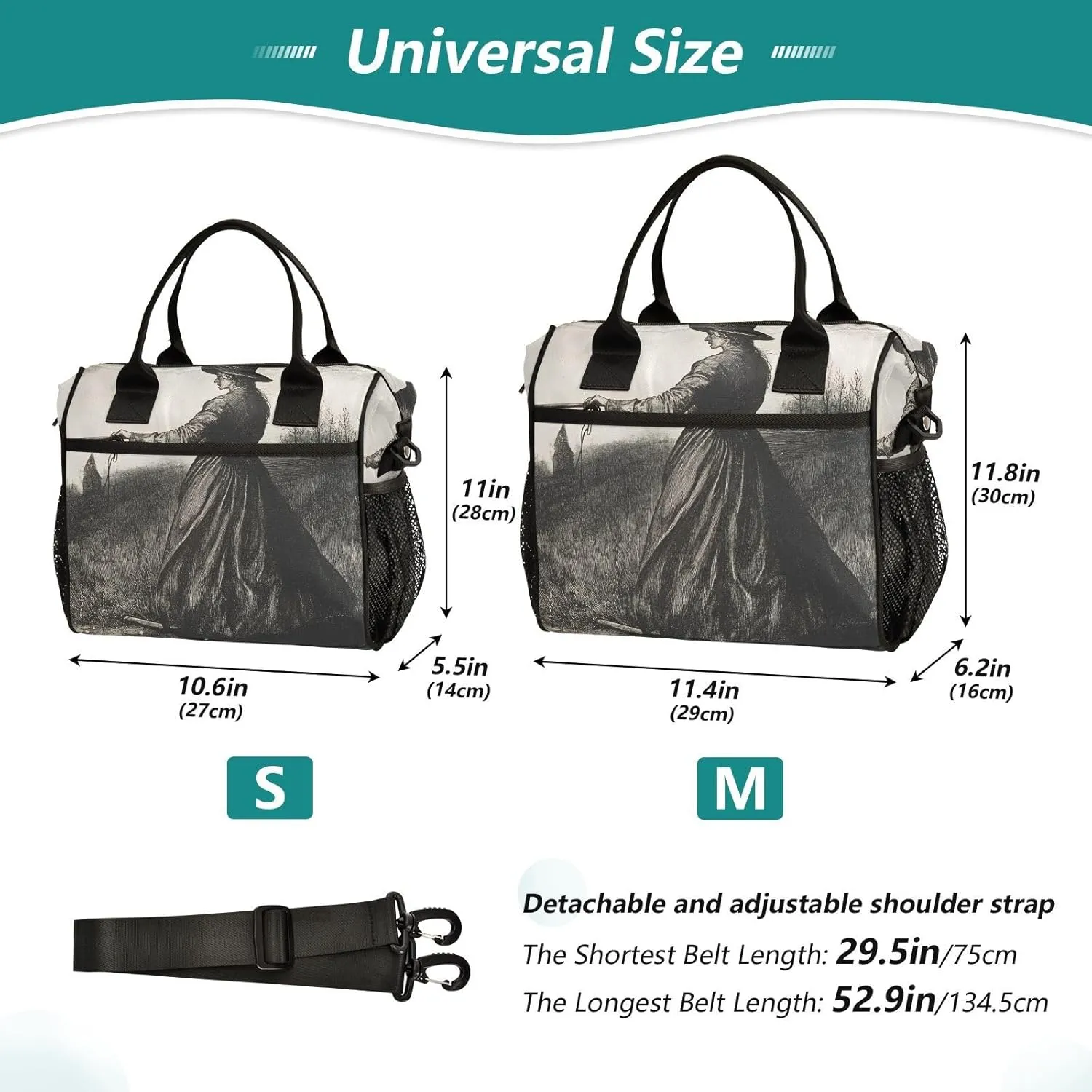 Lunch Bag Witch Scary Grassland Lunch Box for Women Men Reusable Lunch Tote Shoulder Bag Leakproof Thermal Insulated Lunch Containers for Work Picnic Travel