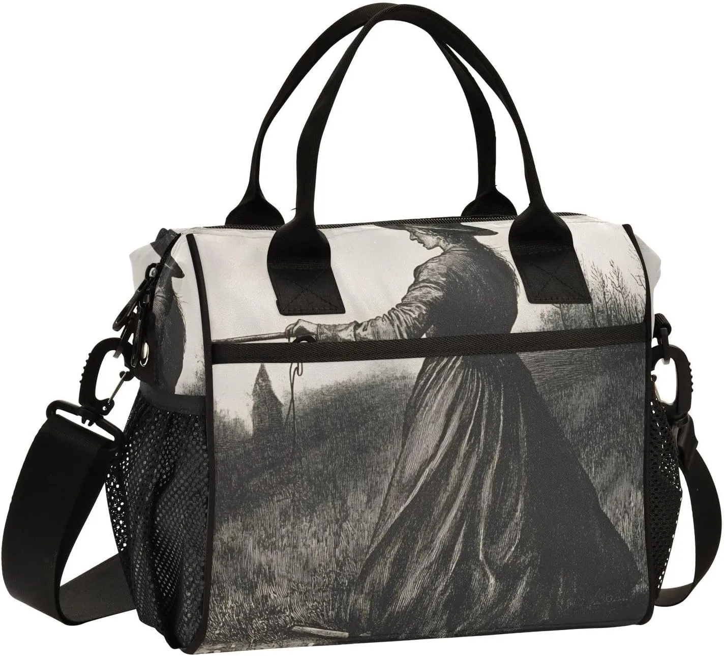 Lunch Bag Witch Scary Grassland Lunch Box for Women Men Reusable Lunch Tote Shoulder Bag Leakproof Thermal Insulated Lunch Containers for Work Picnic Travel