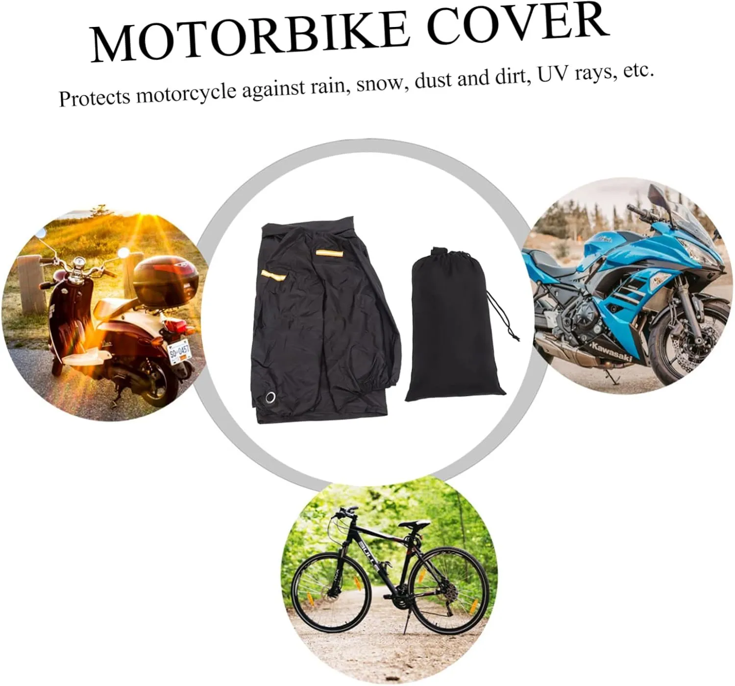 Luxshiny Motorcycle Sun Shade Cover Weatherproof Polyester Uv Protection Rainproof Small Motorcycle Cover for Ebike