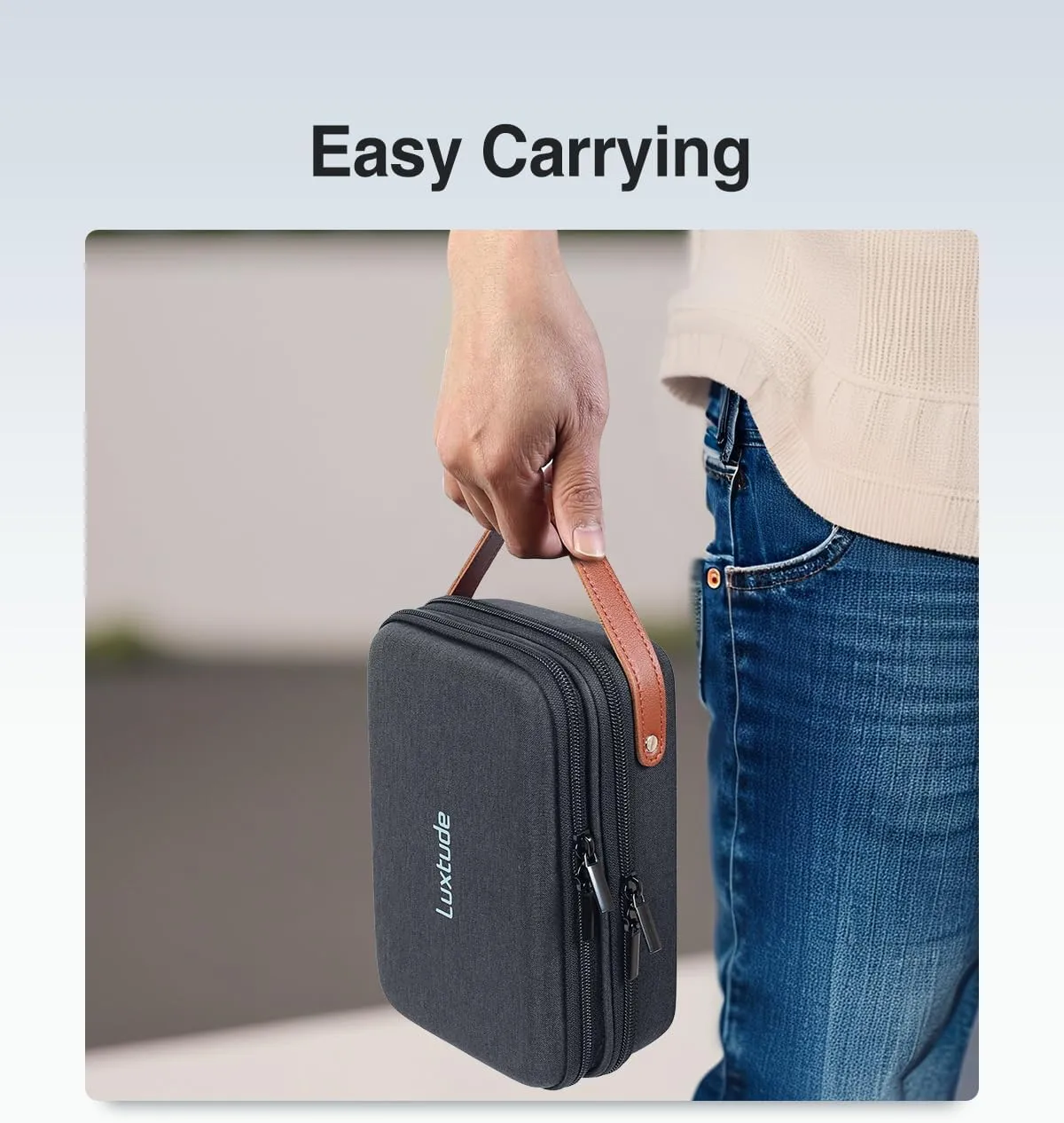 Luxtude Electronic Organizer Travel Case, Double Layer Tech Organizer Travel Case, Hard Charger Organizer, Travel Cable Organizer, Tech Bag, Travel Essentials for Charger/Mouse/Cash/Card, Tech Gifts