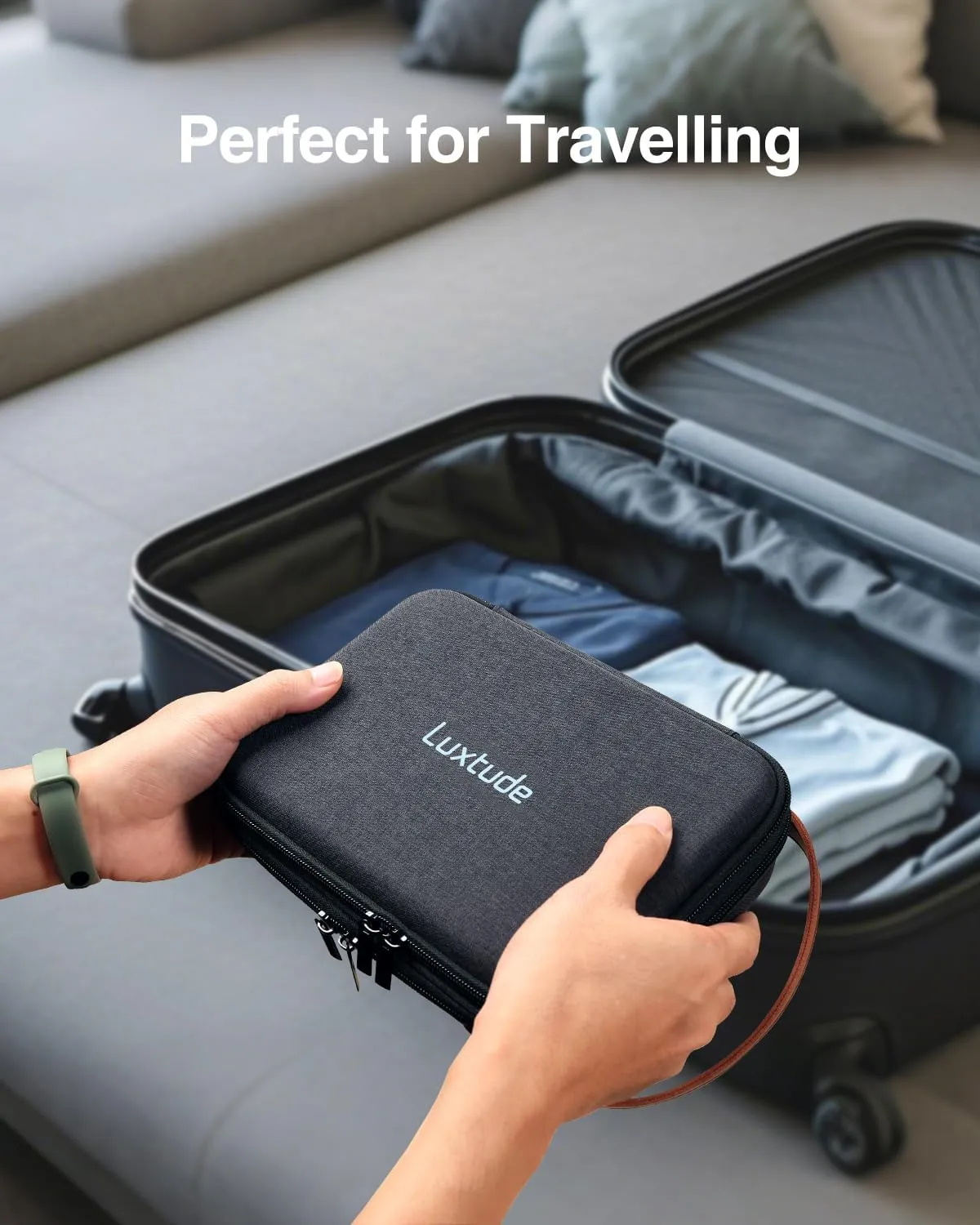 Luxtude Electronic Organizer Travel Case, Double Layer Tech Organizer Travel Case, Hard Charger Organizer, Travel Cable Organizer, Tech Bag, Travel Essentials for Charger/Mouse/Cash/Card, Tech Gifts