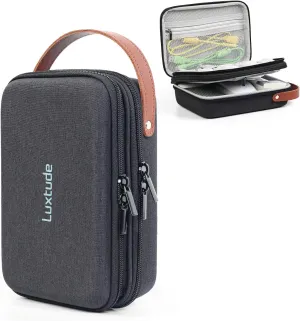Luxtude Electronic Organizer Travel Case, Double Layer Tech Organizer Travel Case, Hard Charger Organizer, Travel Cable Organizer, Tech Bag, Travel Essentials for Charger/Mouse/Cash/Card, Tech Gifts