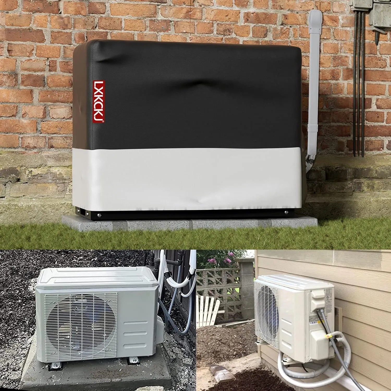 LXKCKJ Air Conditioner Cover for Outside Units - 420D Waterproof Air Conditioner Protection Covers for Window Unit - Winter AC Covers Fits AC Condensing HVAC Unit (Black & Silver 40''L X16''W X30''H)