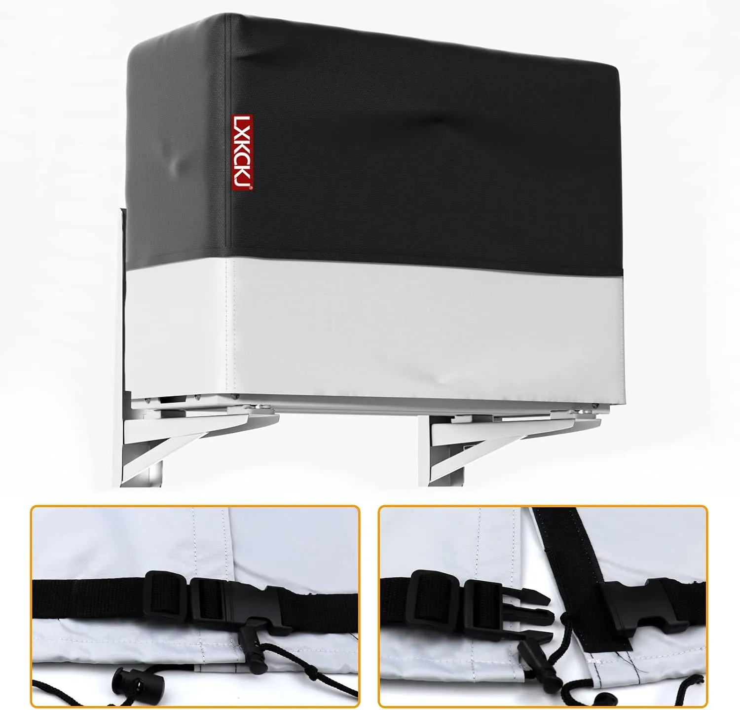 LXKCKJ Air Conditioner Cover for Outside Units - 420D Waterproof Air Conditioner Protection Covers for Window Unit - Winter AC Covers Fits AC Condensing HVAC Unit (Black & Silver 40''L X16''W X30''H)