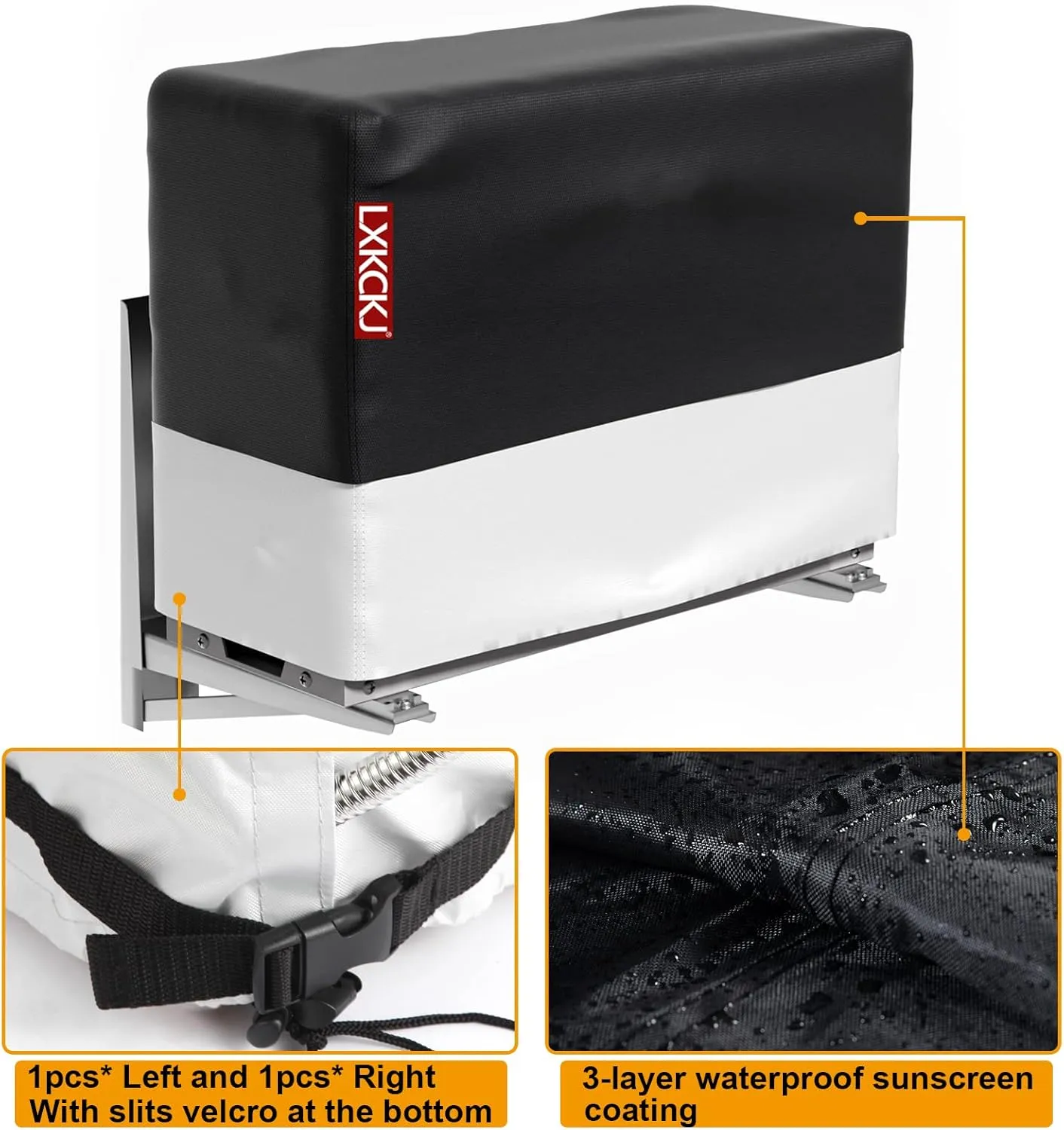 LXKCKJ Air Conditioner Cover for Outside Units - 420D Waterproof Air Conditioner Protection Covers for Window Unit - Winter AC Covers Fits AC Condensing HVAC Unit (Black & Silver 40''L X16''W X30''H)