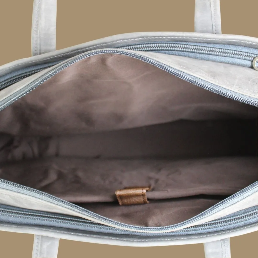 Maan Grey Oil Pullup Genuine Leather Laptop Messenger Bag-Gs