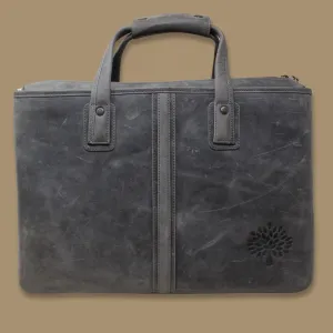 Maan Grey Oil Pullup Genuine Leather Laptop Messenger Bag-Gs
