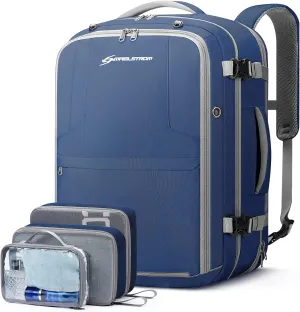 Maelstrom 40-50L Carry on Backpack,Large Travel Backpack for Men Women,17.3 Inch TSA Flight Approved Laptop Backpack with Hidden Shoe Bag, Expandable Suitcase Backpacks,father day gifts-Blue