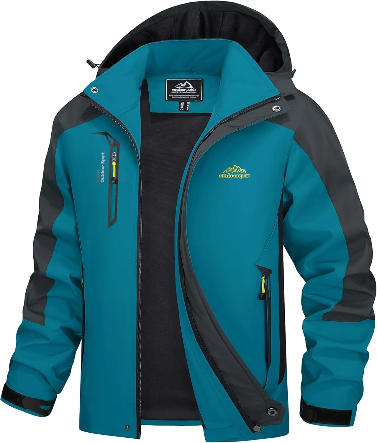 MAGCOMSEN Men's Waterproof Rain Jacket with Hood Windbreaker 4 Pockets Raincoat for Hiking Camping Fishing Travel