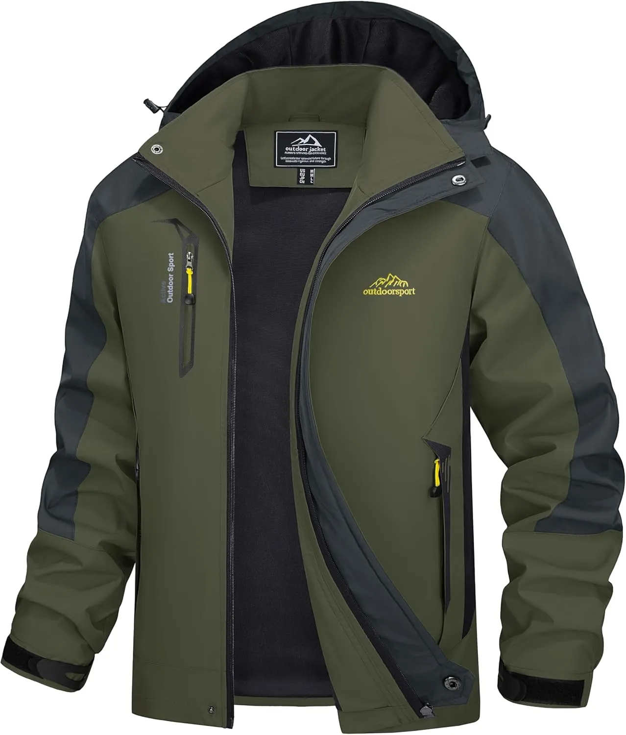MAGCOMSEN Men's Waterproof Rain Jacket with Hood Windbreaker 4 Pockets Raincoat for Hiking Camping Fishing Travel
