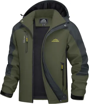 MAGCOMSEN Men's Waterproof Rain Jacket with Hood Windbreaker 4 Pockets Raincoat for Hiking Camping Fishing Travel