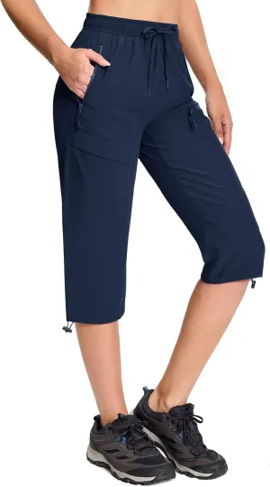 MAGCOMSEN Women's Capri Pants UPF 50  Lightweight Hiking Cargo Capri Joggers Quick Dry Golf Summer Pants with 5 Pockets