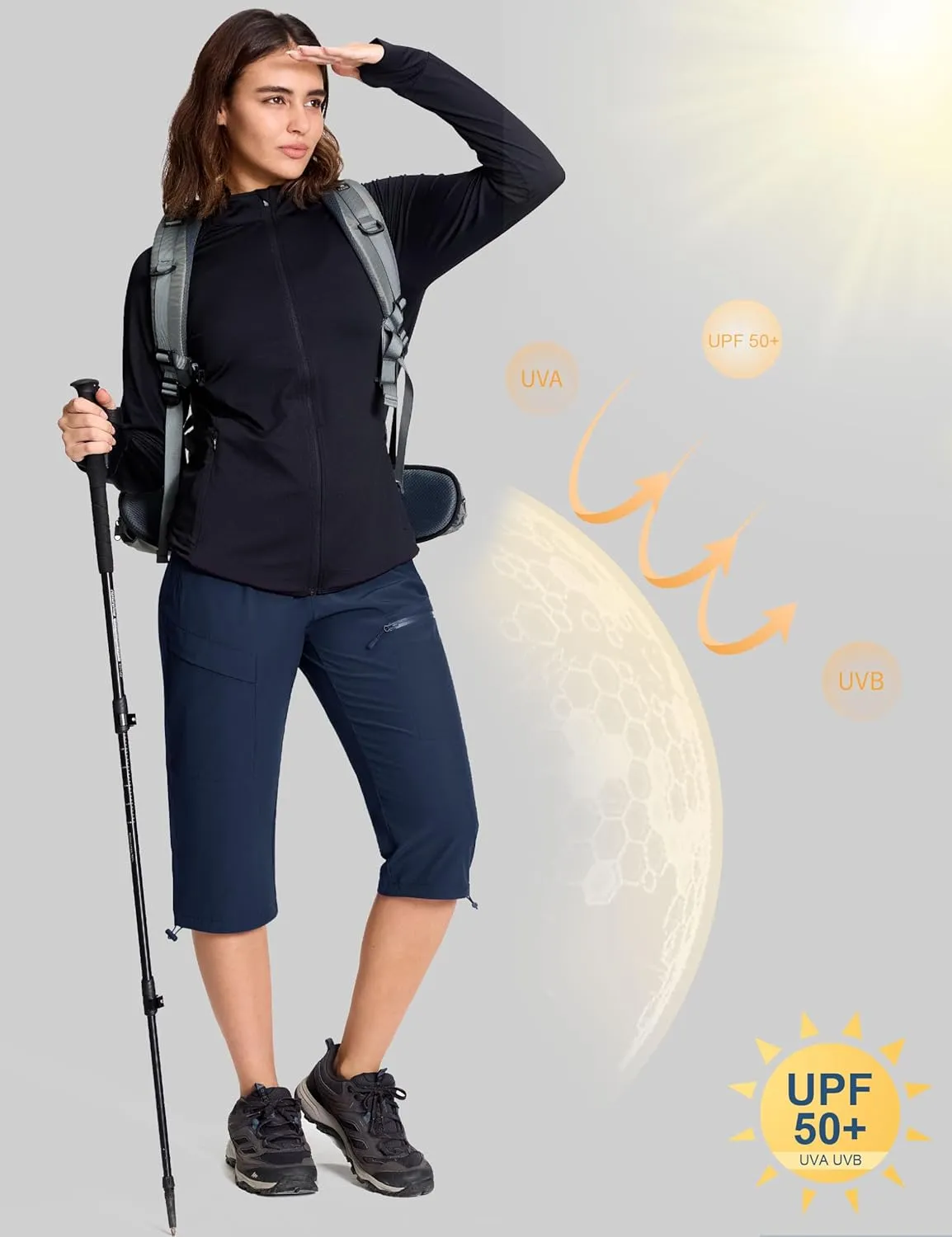 MAGCOMSEN Women's Capri Pants UPF 50  Lightweight Hiking Cargo Capri Joggers Quick Dry Golf Summer Pants with 5 Pockets